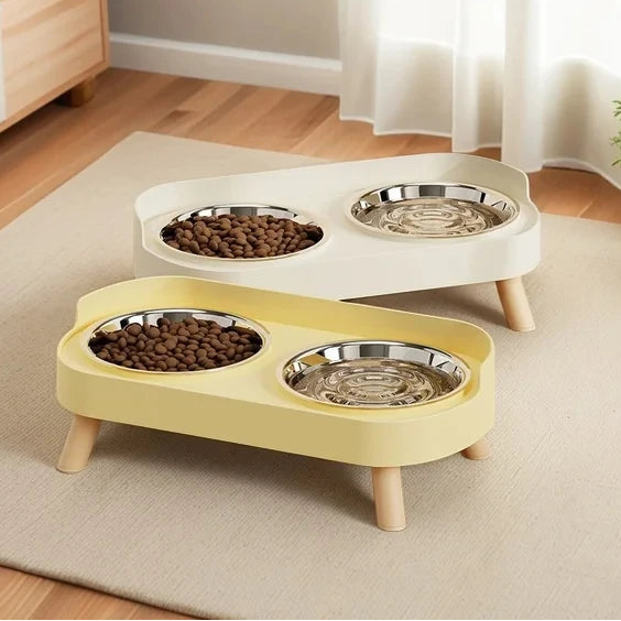 Gamelles surélevées double bol inox chien
