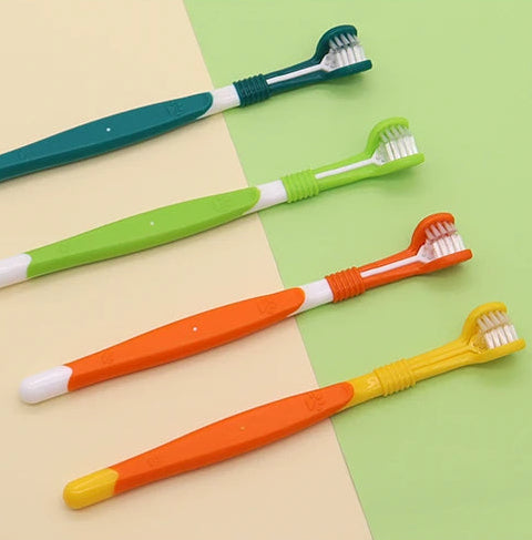 Brosse à dents 3 faces chien ou chat