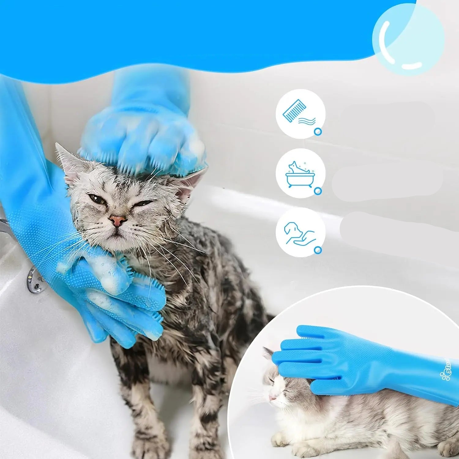 Gant de toilettage chien chat silicone