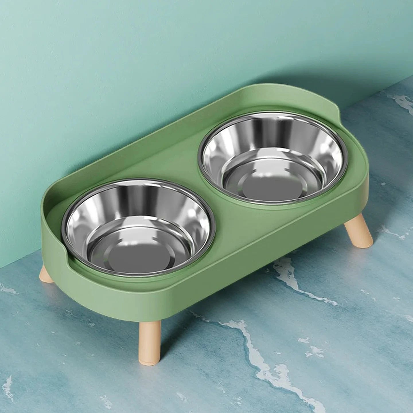 Gamelles surélevées double bol inox chien