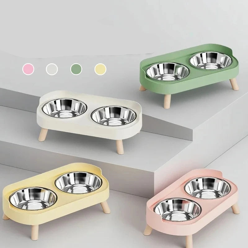 Gamelles surélevées double bol inox chien