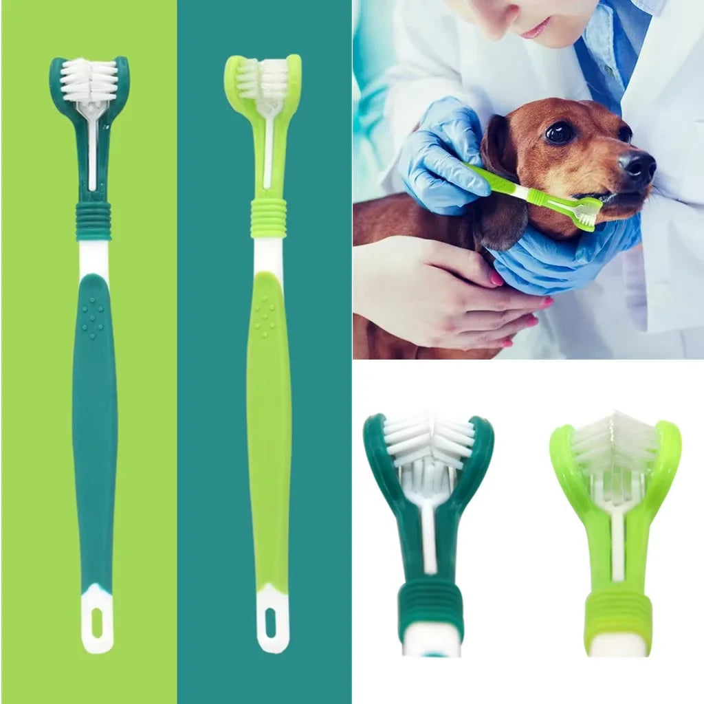 Brosse à dents 3 faces chien ou chat