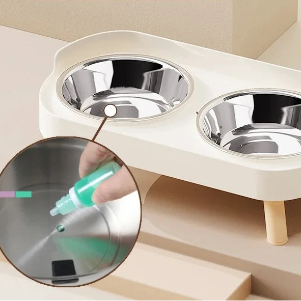 Gamelles surélevées double bol inox chien